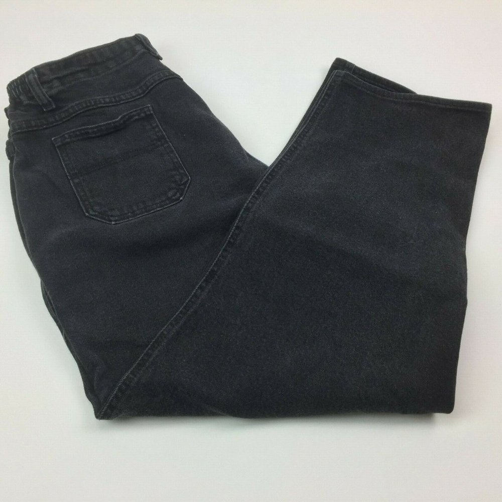 Lee Original Jeans Womens Black Colored Jeans Elastic Waist Straight Leg Size 14
